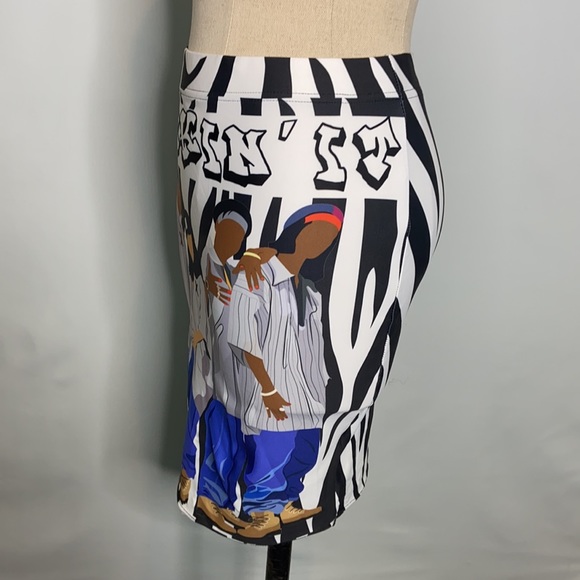 Temple And Kardy Xscape White Zebra  Black Pencil Skirt Size S - Picture 2 of 4